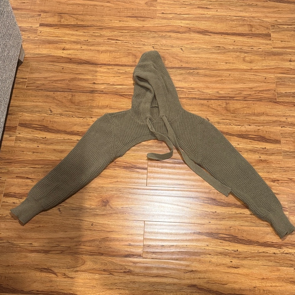 Olive Green Knit Hoodie